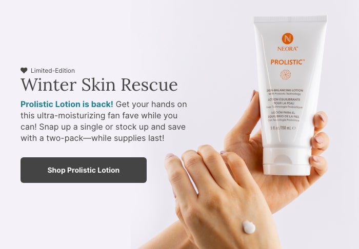 A woman holding a tube of Prolistic Lotion with another hand with a dollop of lotion on it.